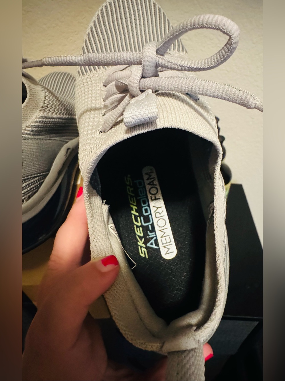 Skechers Light Gray Knit Slip-On Men's Sneakers with Air Cushion - Picture 9 of 10